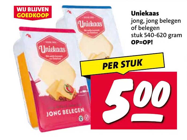 Uniekaas jong, jong belegen of belegen stuk 540-620 gram OP=OP! PER STUK