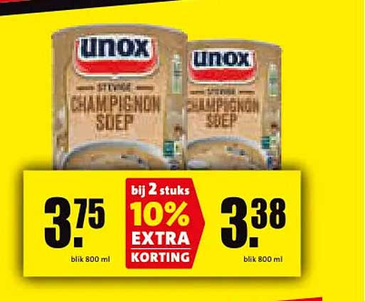 Unox Champignon Soep bij 2 stuks 10% extra korting