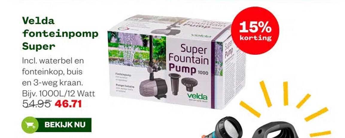 Velda fonteinpomp Super 15% korting