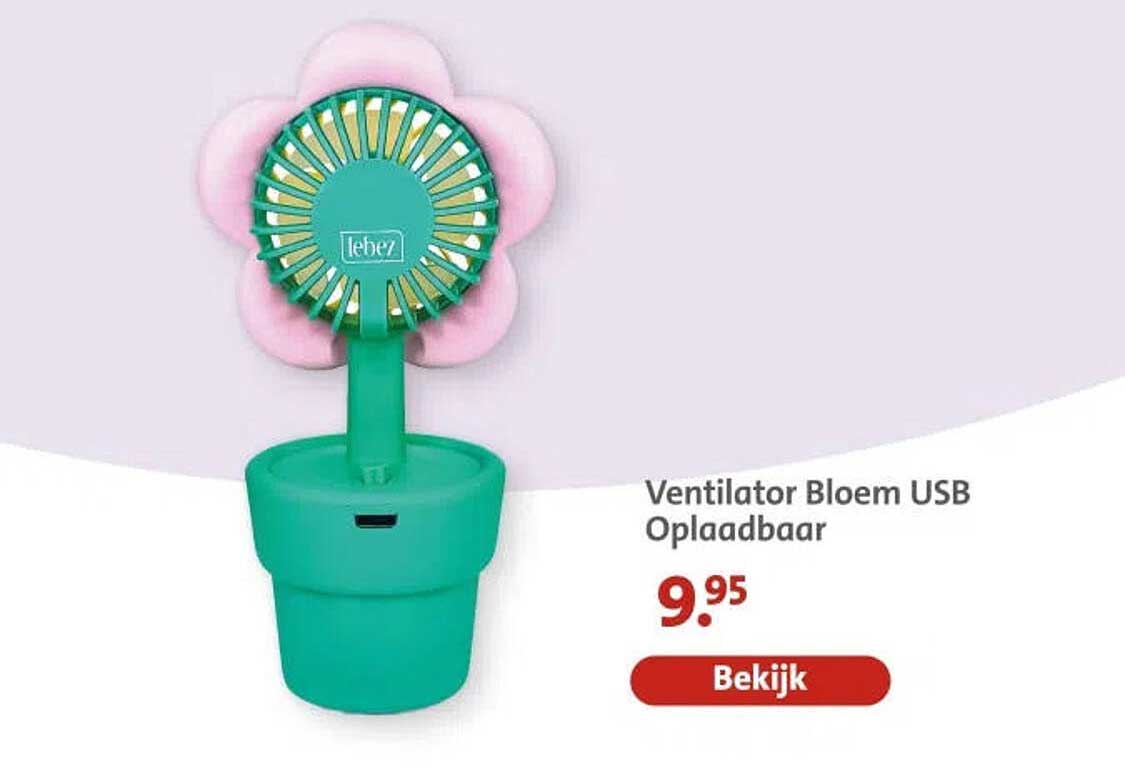 Ventilator Bloem USB Oplaadbaar