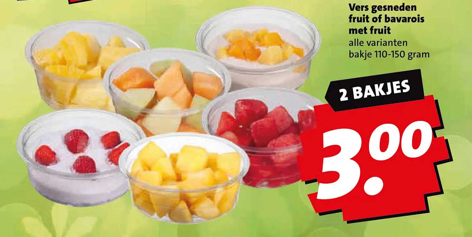 Vers gesneden fruit of bavarois met fruit