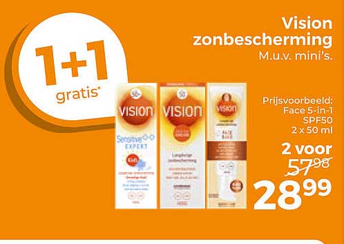 Vision zonbescherming M.u.v. mini's. 1+1 gratis