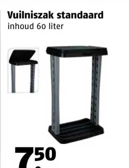 Vuilniszak standaard inhoud 60 liter