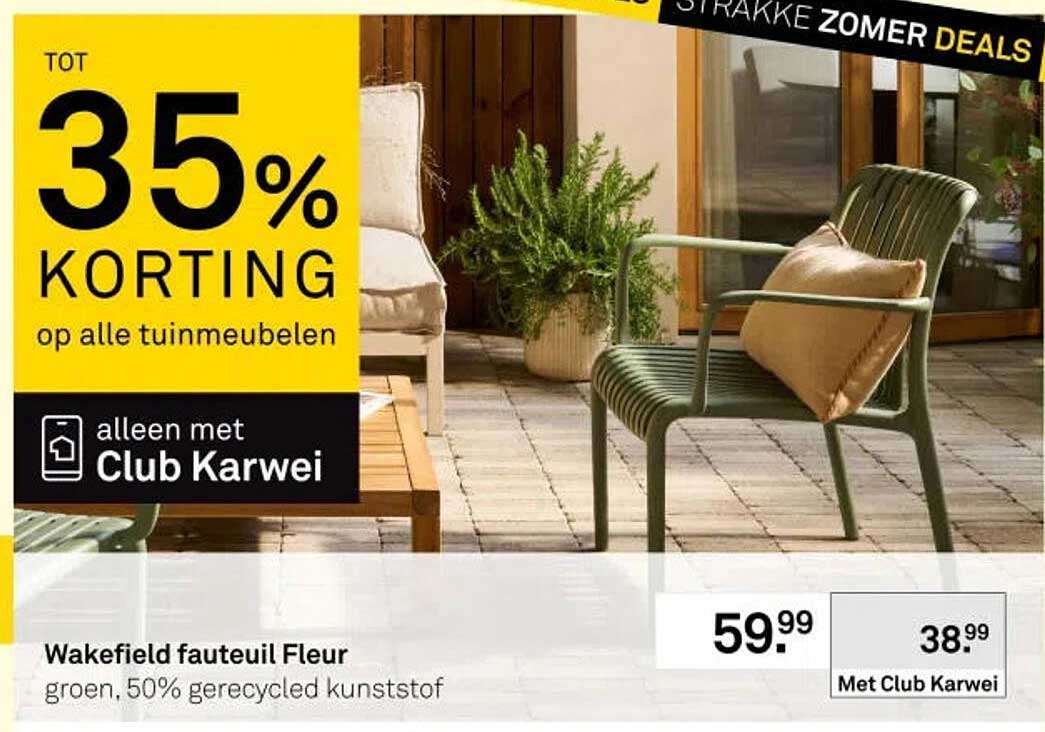 Wakefield fauteuil Fleur groen, 50% gerecycled kunststof