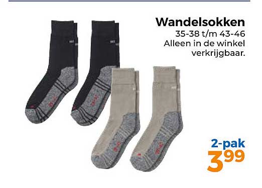Wandelsokken 35-38 t/m 43-46 Alleen in de winkel verkrijgbaar.