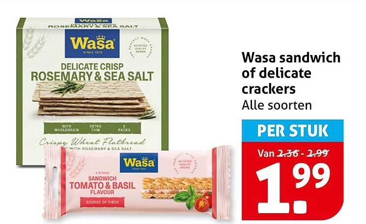 Wasa sandwich of delicate crackers Alle soorten PER STUK