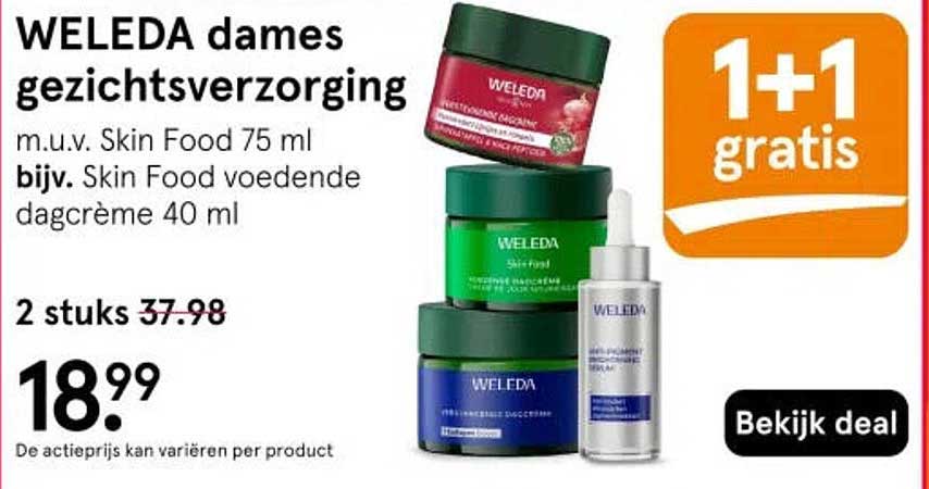 WELEDA dames gezichtsverzorging 1+1 gratis