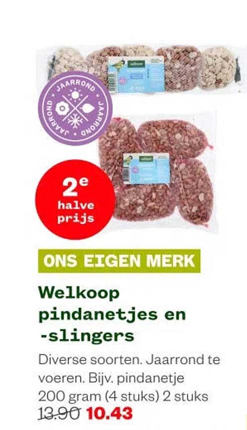Welkoop pindaatjes en -slingers 2e halve prijs
