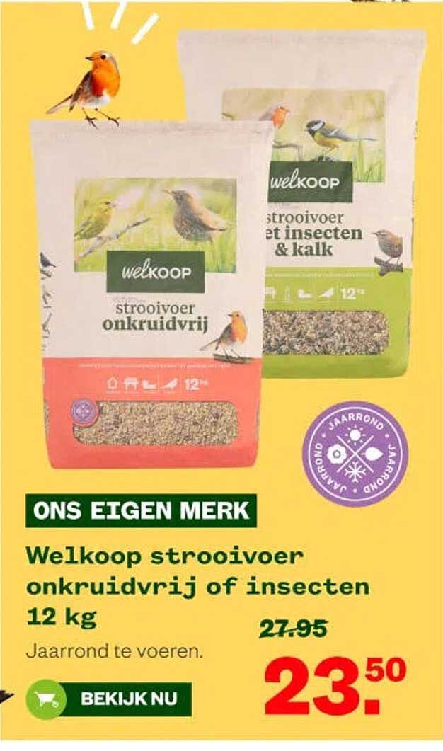 Welkoop strooivoer onkruidvrij of insecten 12 kg