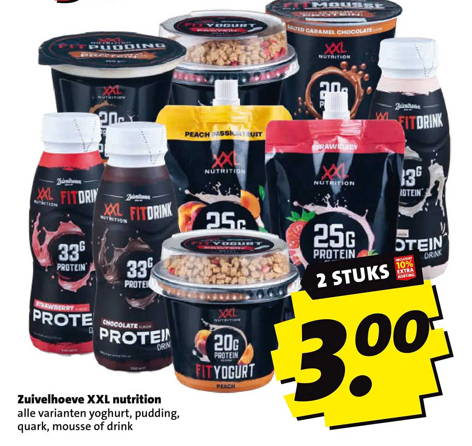 Zuivelhoeve XXL nutrition alle varianten yoghurt, pudding, quark, mousse of drink