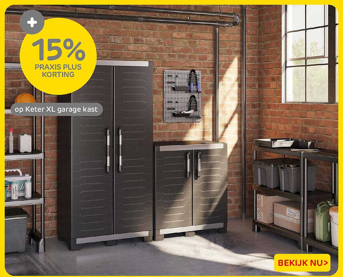 15% Praxis Plus korting op Keter XL garage kast