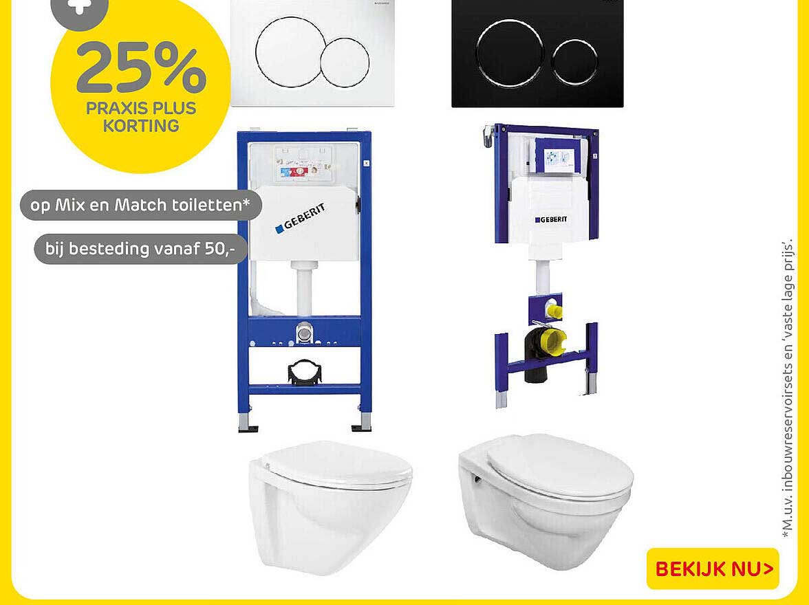 25% Praxis Plus korting op Mix en Match toiletten* bij besteding vanaf 50,-