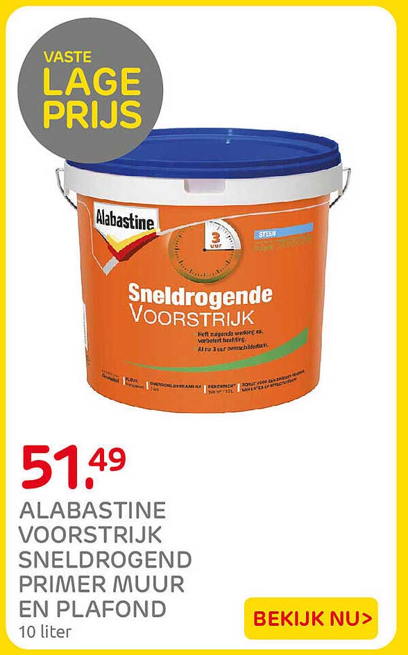 Alabastine Voorstrijk Sneldrogend Primer muur en plafond 10 liter