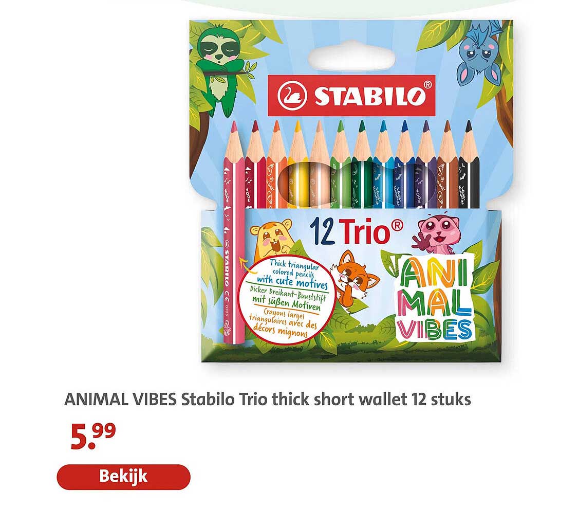 ANIMAL VIBES Stabilo Trio thick short wallet 12 stuks