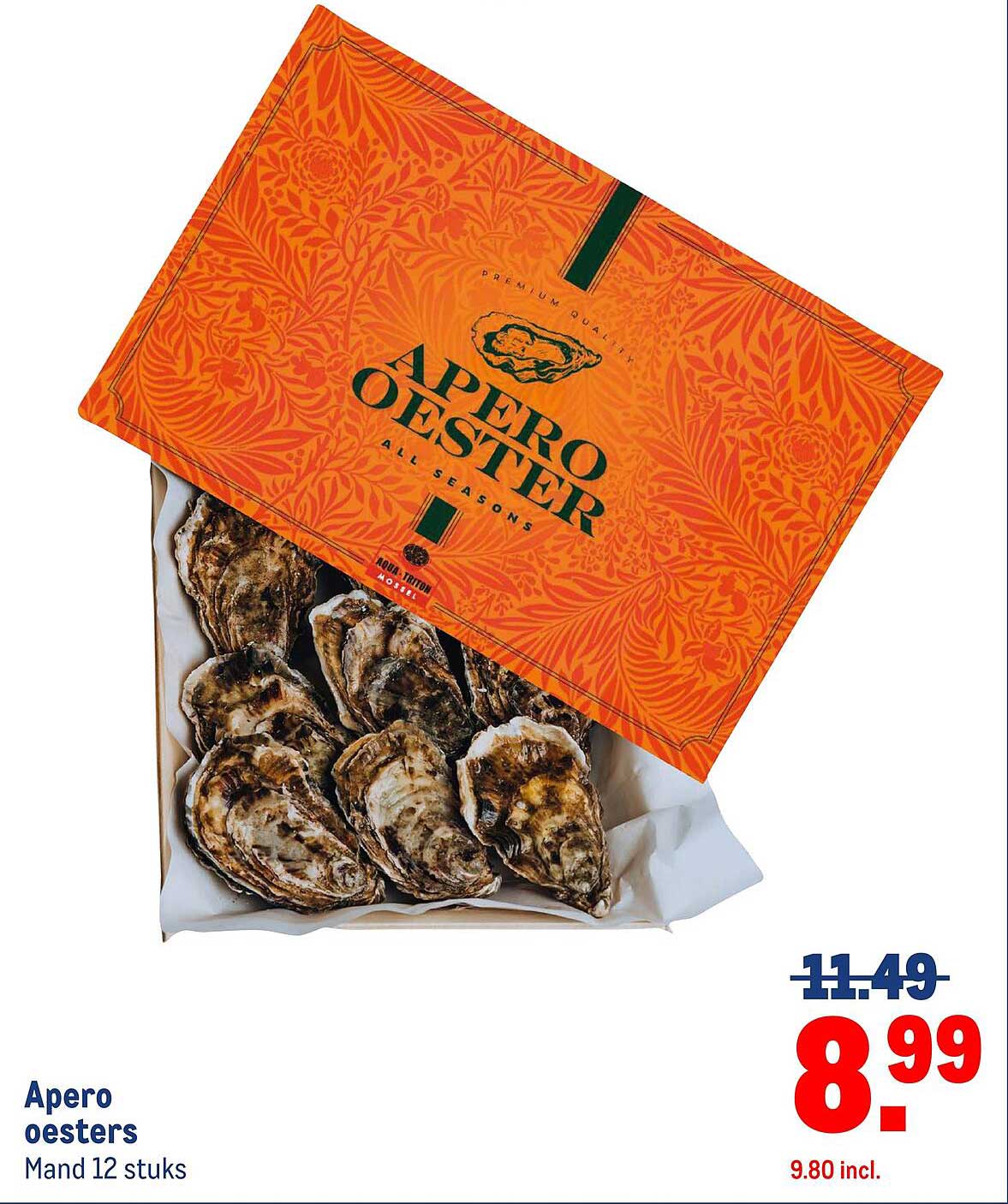 Apero oesters Mand 12 stuks