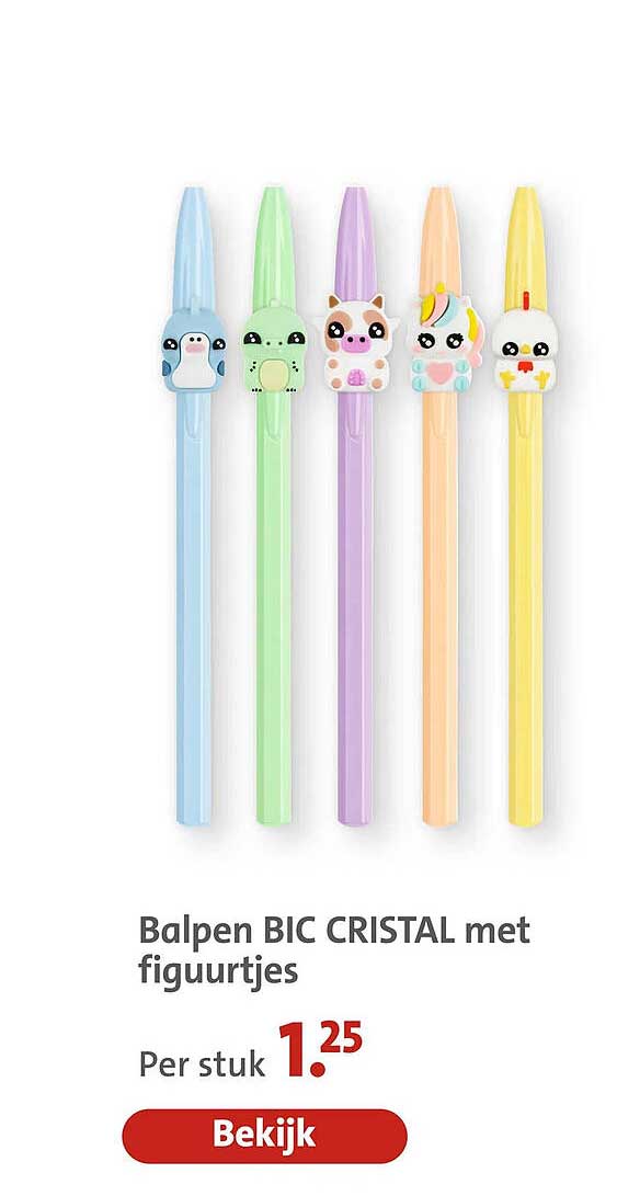 Balpen BIC CRISTAL met figuurtjes