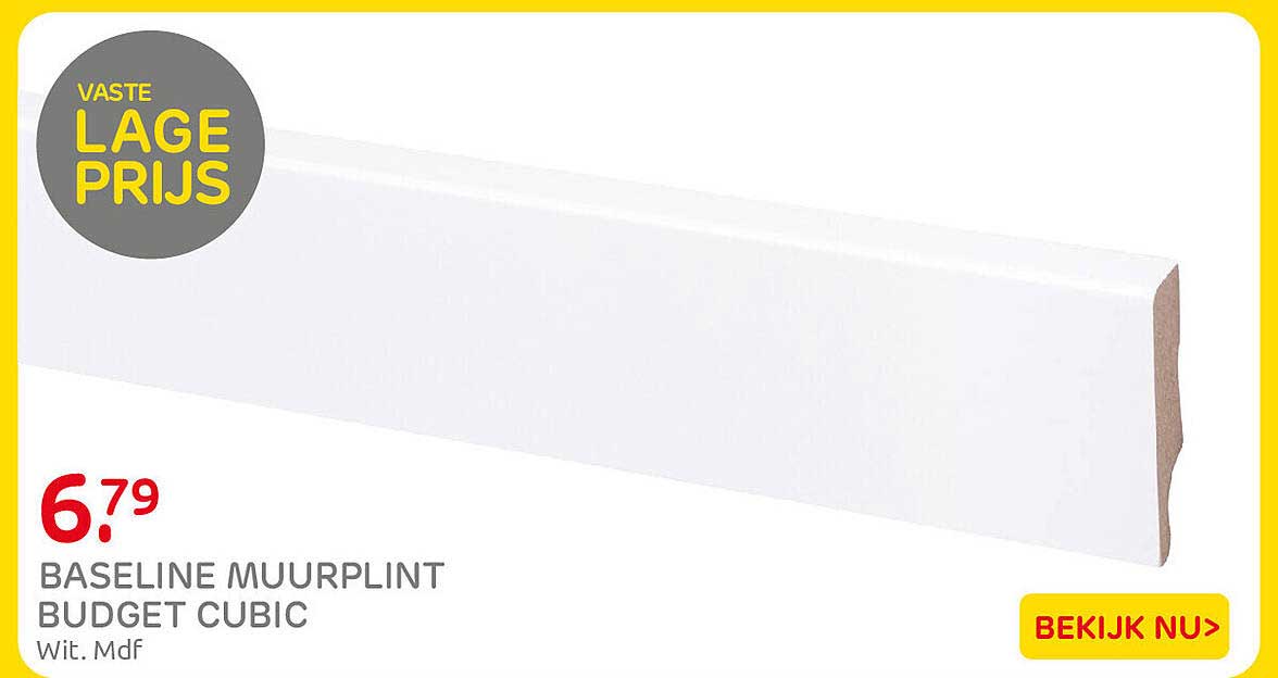 BASELINE MUURPLINT BUDGET CUBIC Wit. Mdf