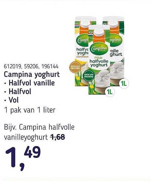 Campina yoghurt • Halfvol vanille • Halfvol • Vol