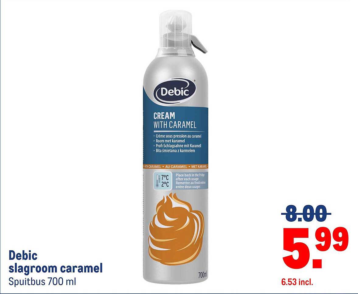 Debic slagroom caramel Spuitbus 700 ml