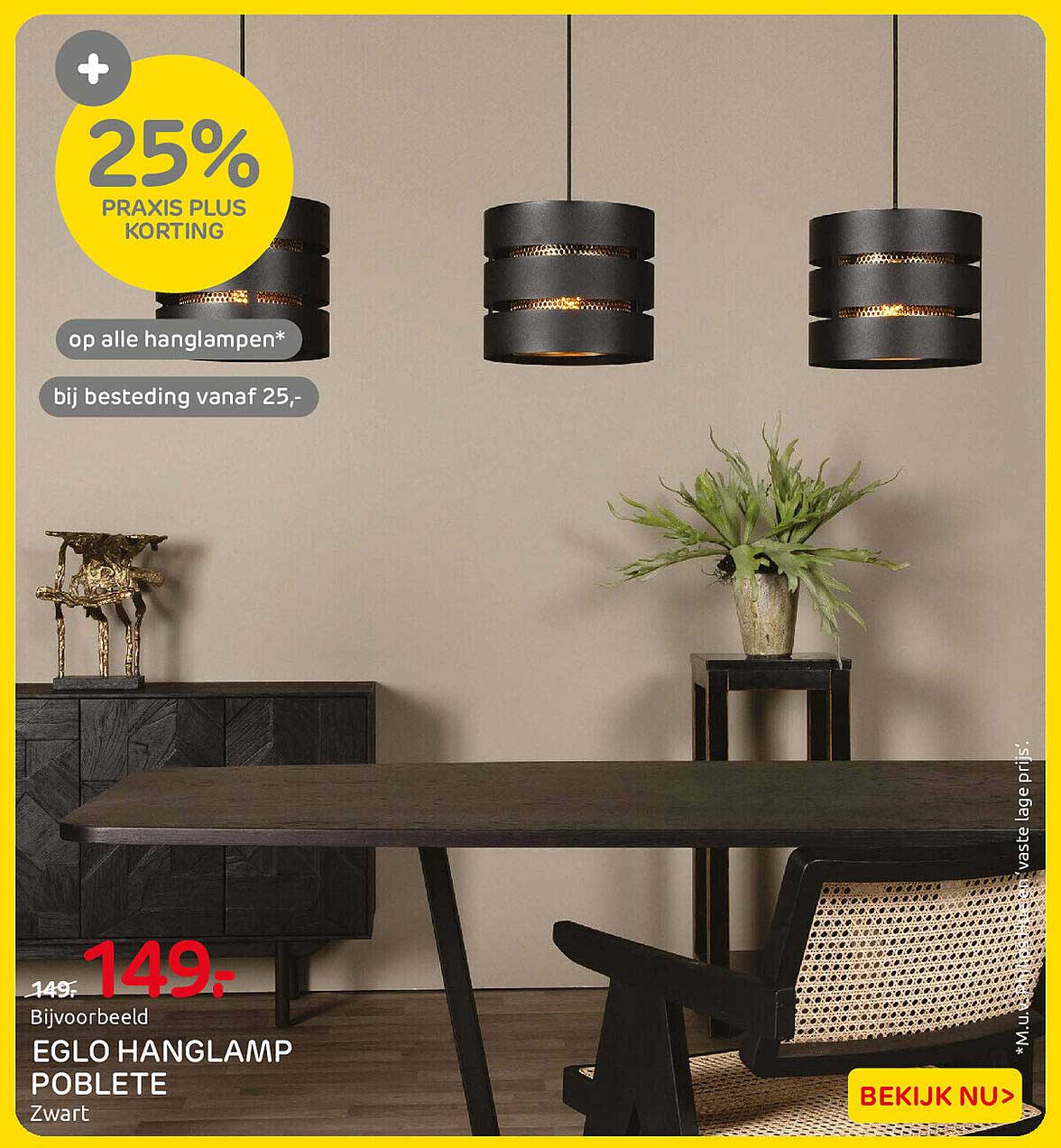 EGLO HANGLAMP POBLETE Zwart