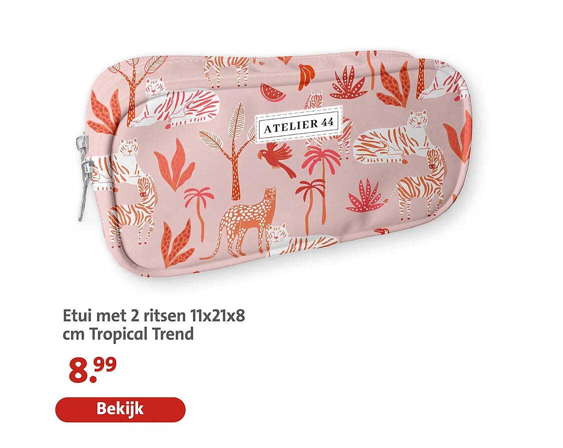 Etui met 2 ritzen 11x21x8 cm Tropical Trend