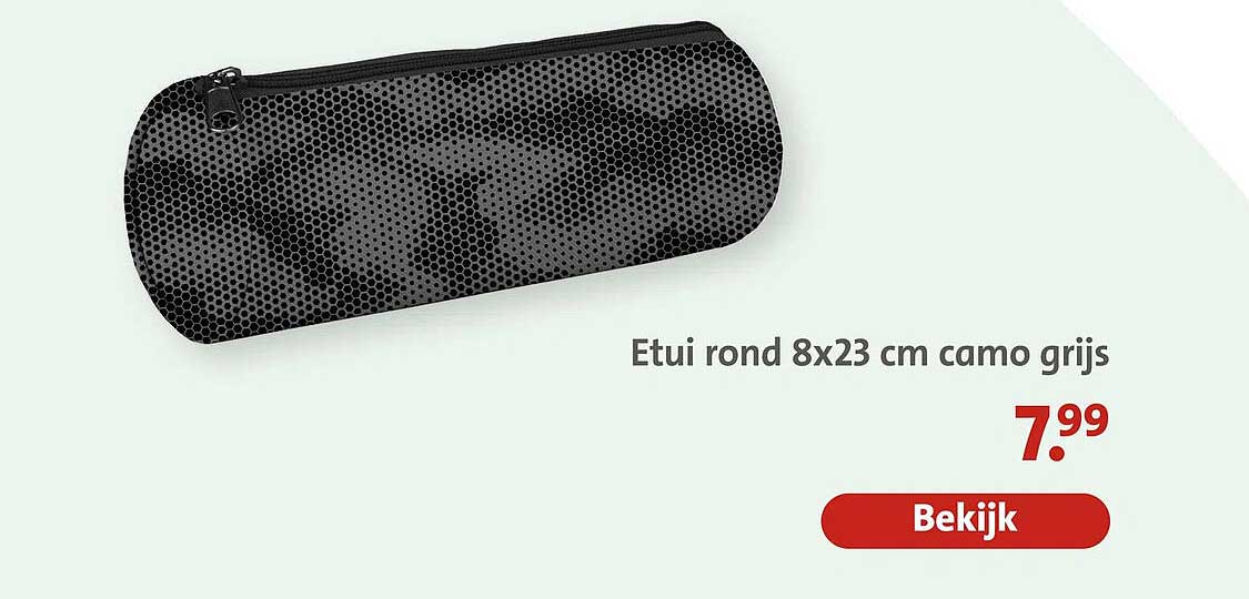 Etui rond 8x23 cm camo grijs