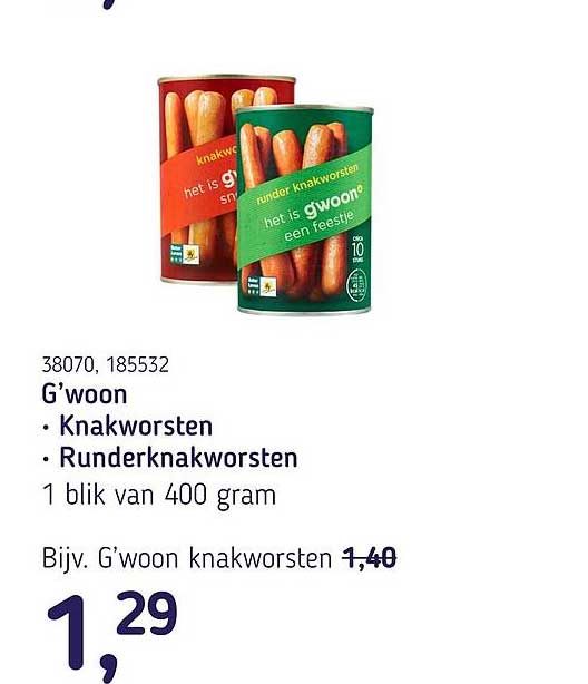 G’woon Knakworsten • Runderknakworsten 1 blik van 400 gram