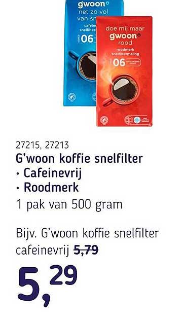 G’woon koffie snelfilter • Cafeïnevrij • Roodmerk