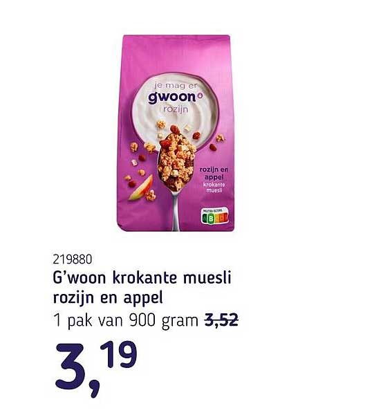 G’woon krokante muesli rozijn en appel