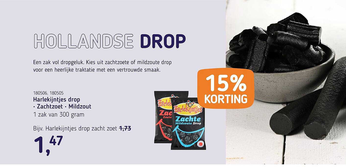 Hollandse drop 15% korting