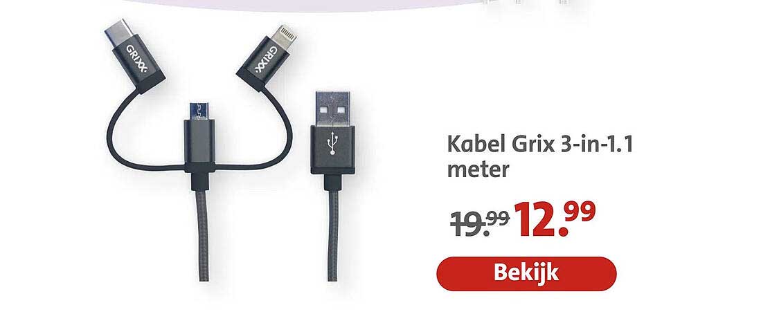 Kabel Grix 3-in-1.1 meter