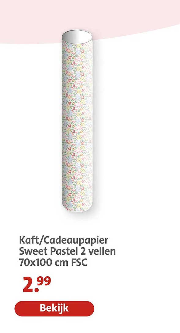 Kaft/Cadeaupapier Sweet Pastel 2 vellen 70x100 cm FSC
