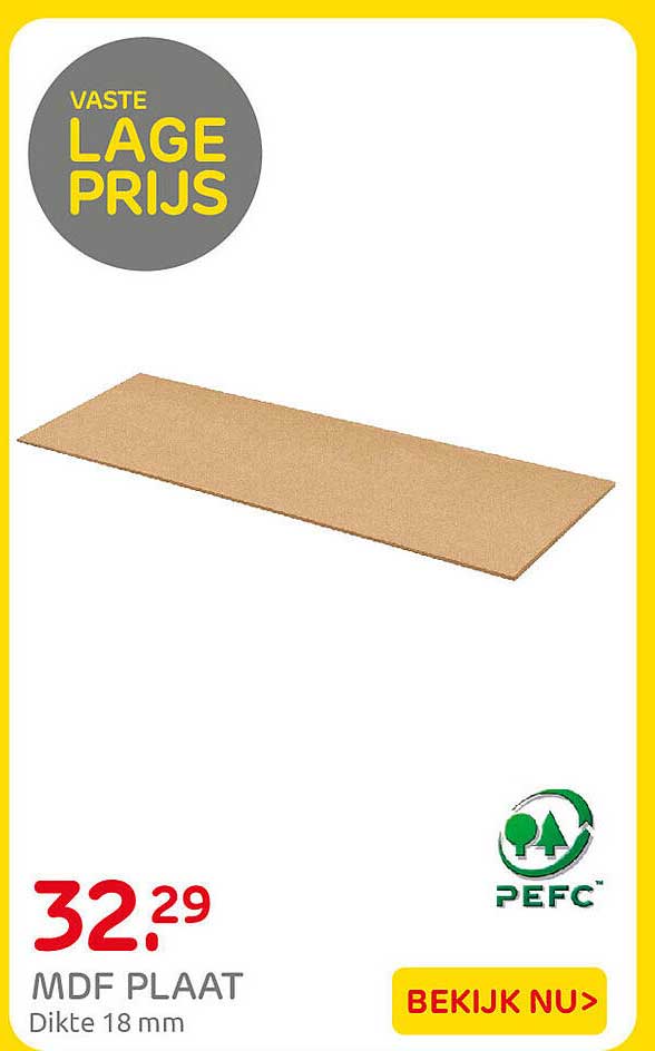 MDF PLAAT Dikte 18 mm
