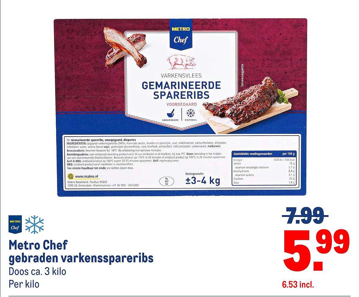 Metro Chef gebraden varkensspareribs