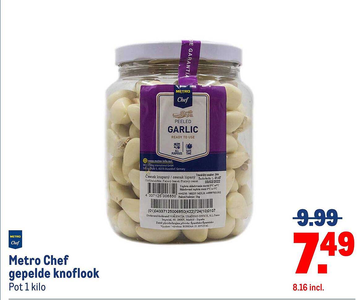 Metro Chef gepelde knoflook Pot 1 kilo