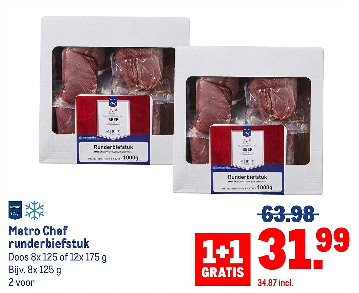 Metro Chef runderbiefstuk 1+1 GRATIS