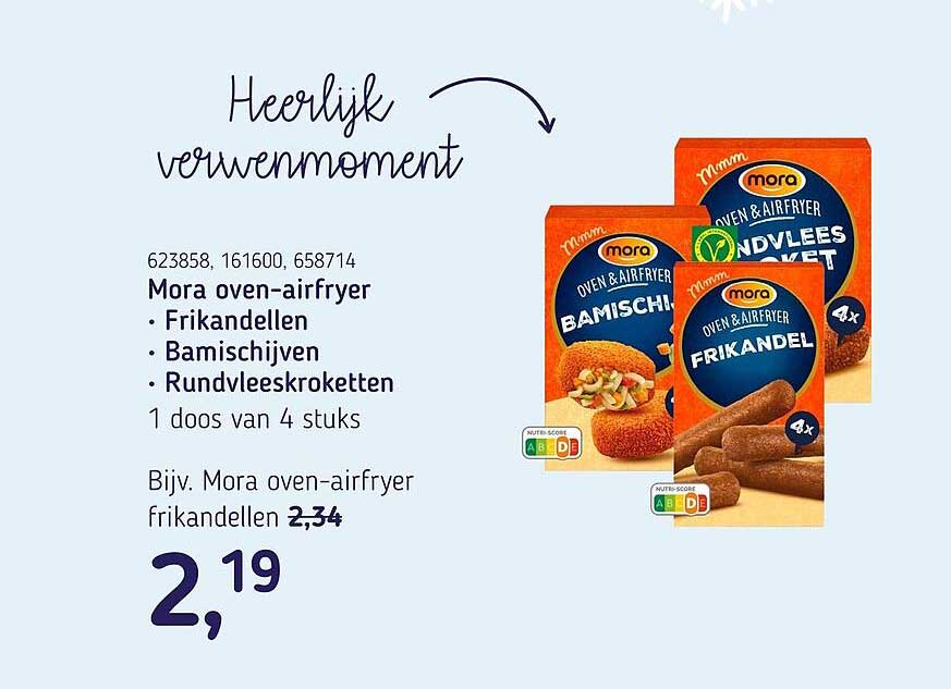 Mora oven-airfryer Frikandellen, Bamischijven, Rundvleeskroketten