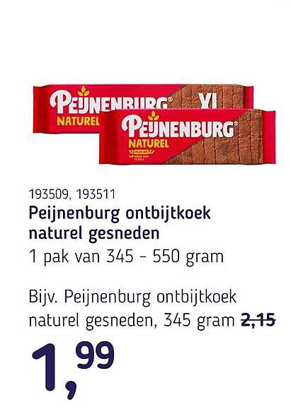 Peijnenburg ontbijtkoek naturel gesneden