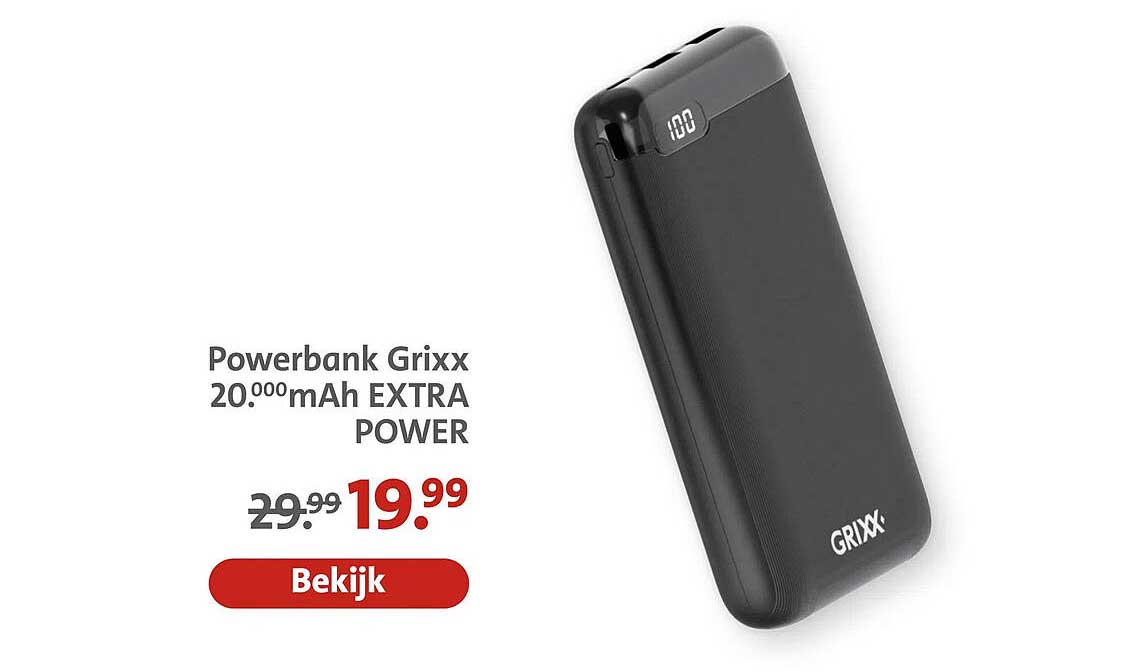 Powerbank Grixx 20.000mAh EXTRA POWER