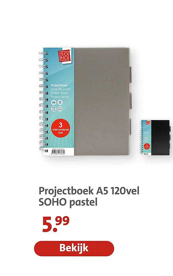Projectboek A5 120vel SOHO pastel