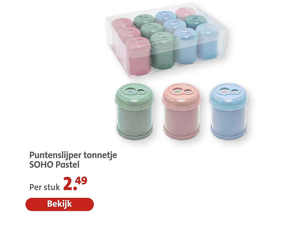 Puntenslijper tonnetje SOHO Pastel