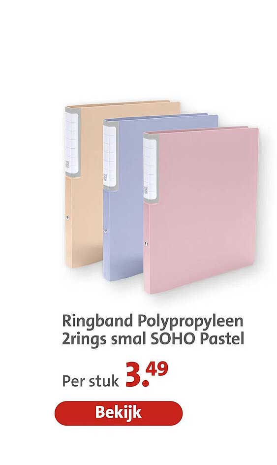 Ringband Polypropyleen 2rings smal SOHO Pastel