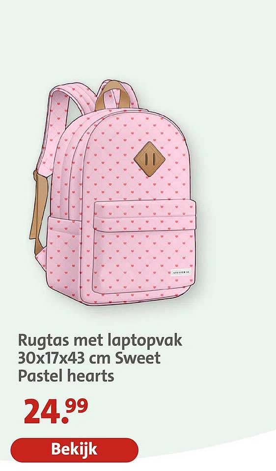 Rugtas met laptopvak 30x17x43 cm Sweet Pastel hearts