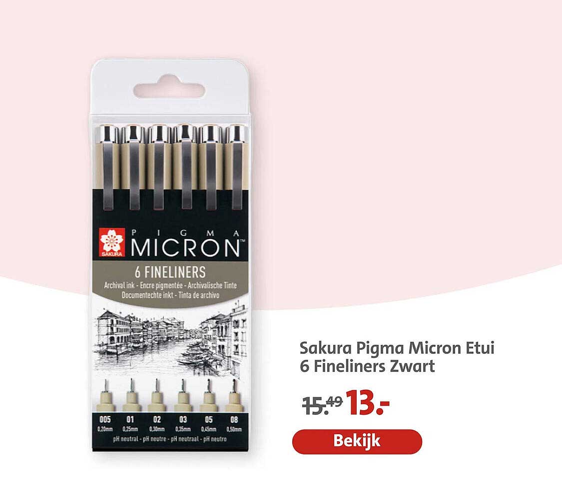 Sakura Pigma Micron Etui 6 Fineliners Zwart