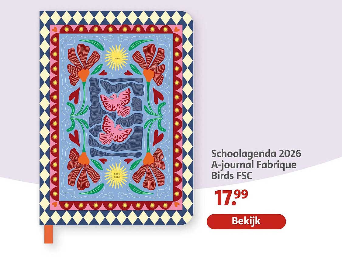 Schoolagenda 2026 A-journal Fabrique Birds FSC
