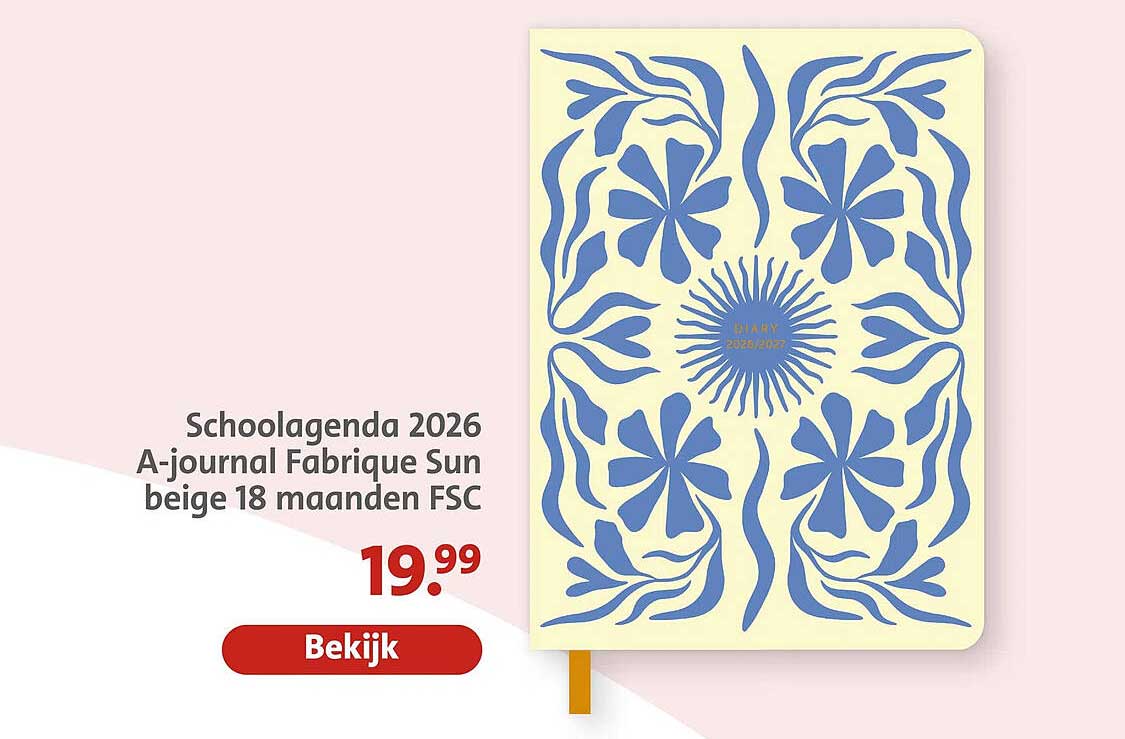 Schoolagenda 2026 A-journal Fabrique Sun beige 18 maanden FSC