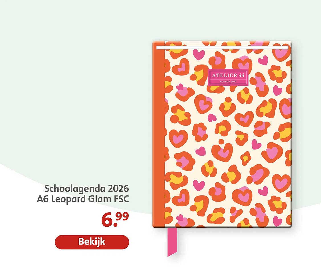 Schoolagenda 2026 A6 Leopard Glam FSC