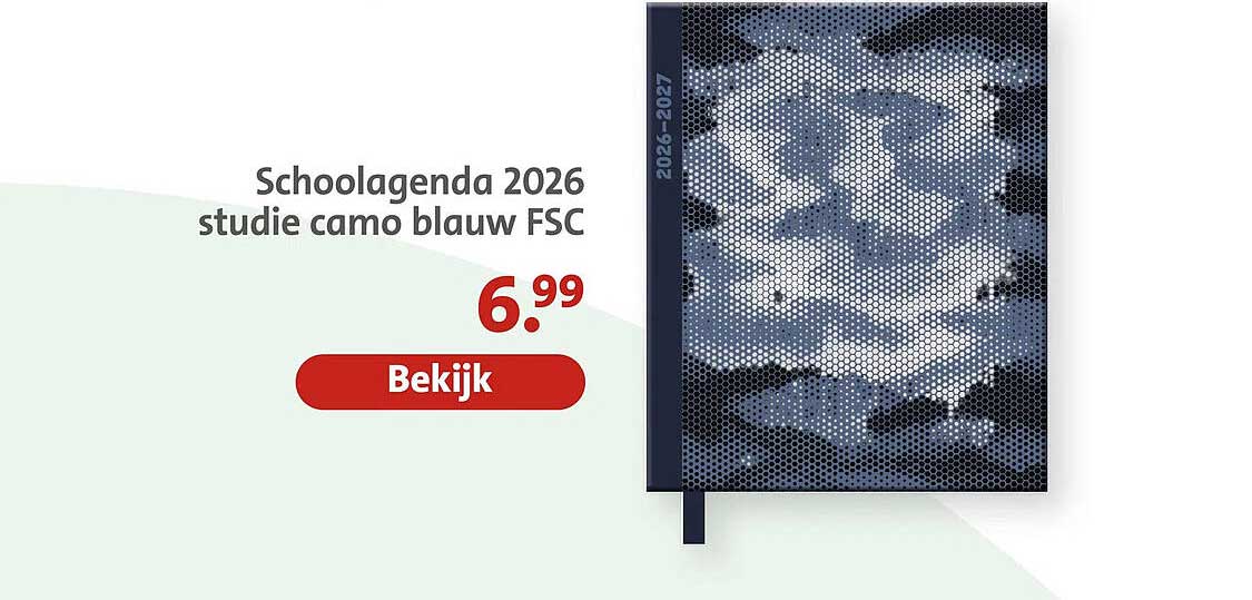 Schoolagenda 2026 studie camo blauw FSC