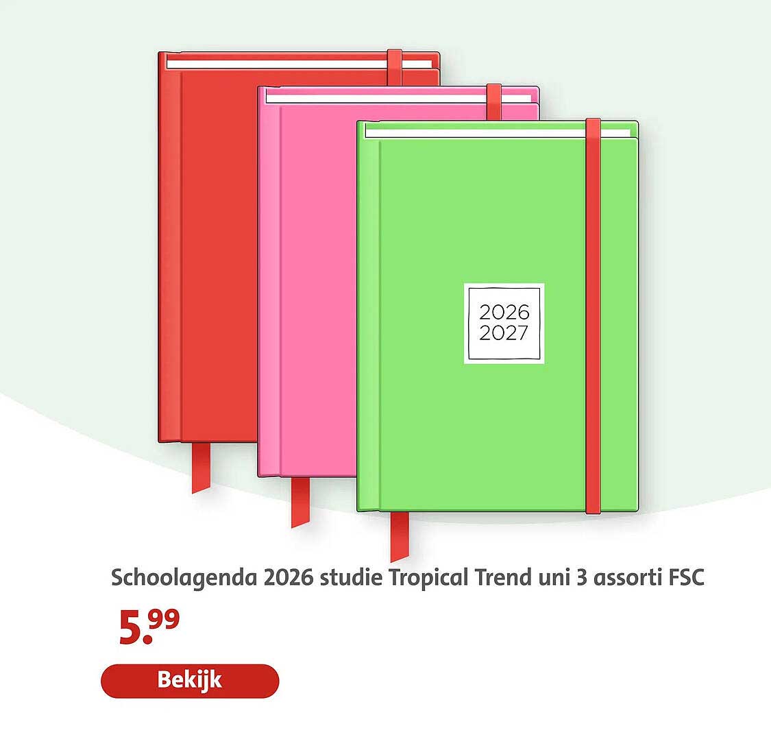 Schoolagenda 2026 studie Tropical Trend uni 3 assorti FSC