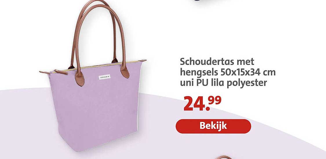 Schoudertas met hengsels 50x15x34 cm uni PU lila polyester